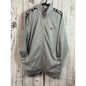 FILA Track Jacket 3XL Gray Full Zip Logo‎ Tape Athletic Warm Up Coat